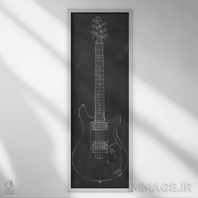 تابلو نقشه گیتار برقی II اثر اتان هارپر - نمای قابدار سفید
