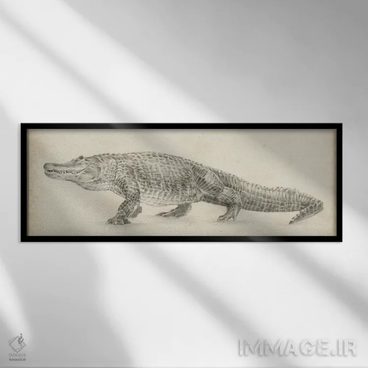 تابلو طرح تمساح اثر اتان هارپر - نمای قابدار مشکی