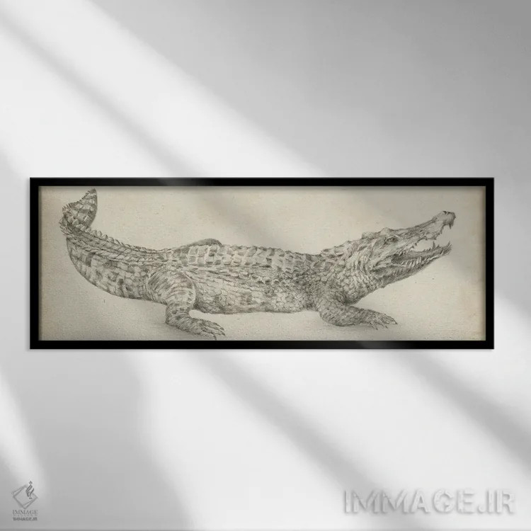 تابلو طرح کروکودیل اثر اتان هارپر - نمای قابدار مشکی