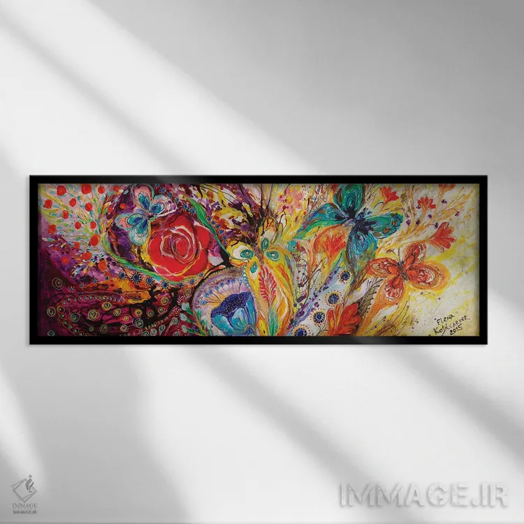 تابلو گلها و پروانهها اثر النا کوتلیارکر - نمای قابدار مشکی