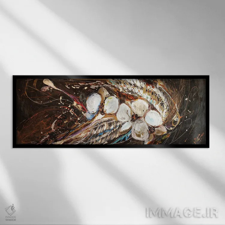 تابلو بالهای فرشته V: رویای گلهای ارکیده اثر النا کوتلیارکر - نمای قابدار مشکی