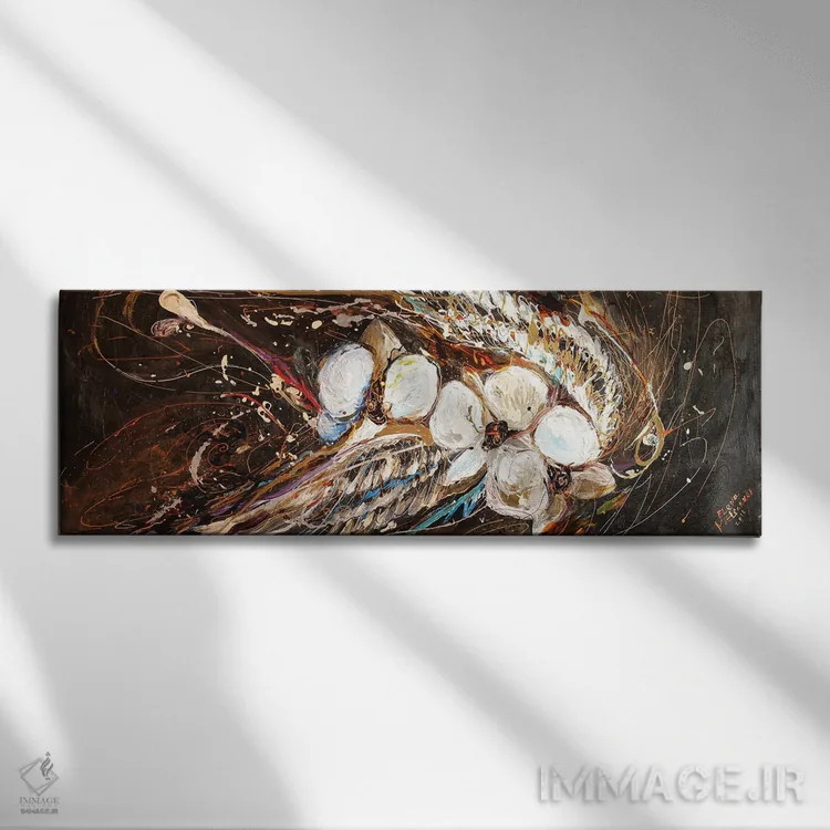 تابلو بالهای فرشته V: رویای گلهای ارکیده اثر النا کوتلیارکر - نمای روبهرو روی دیوار