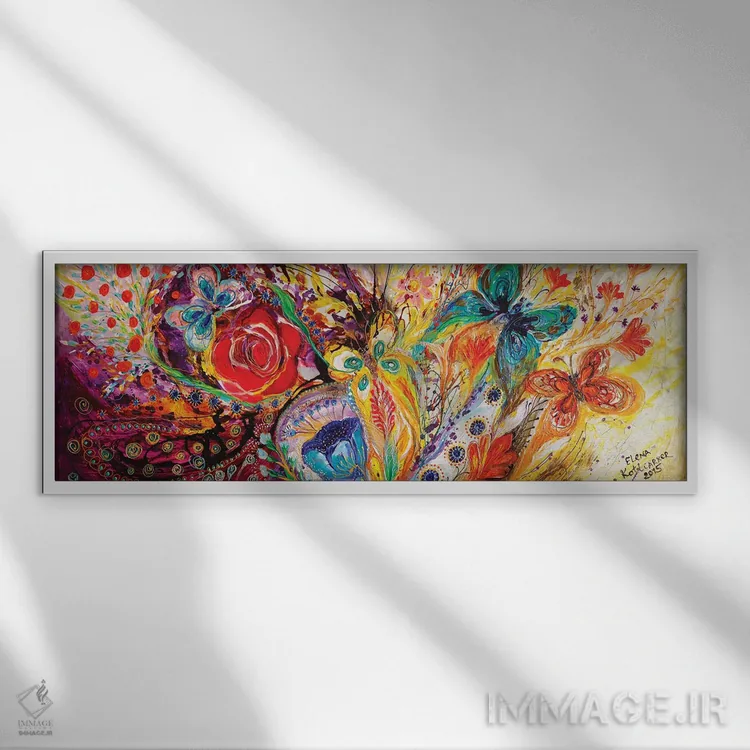 تابلو گلها و پروانهها اثر النا کوتلیارکر - نمای قابدار سفید