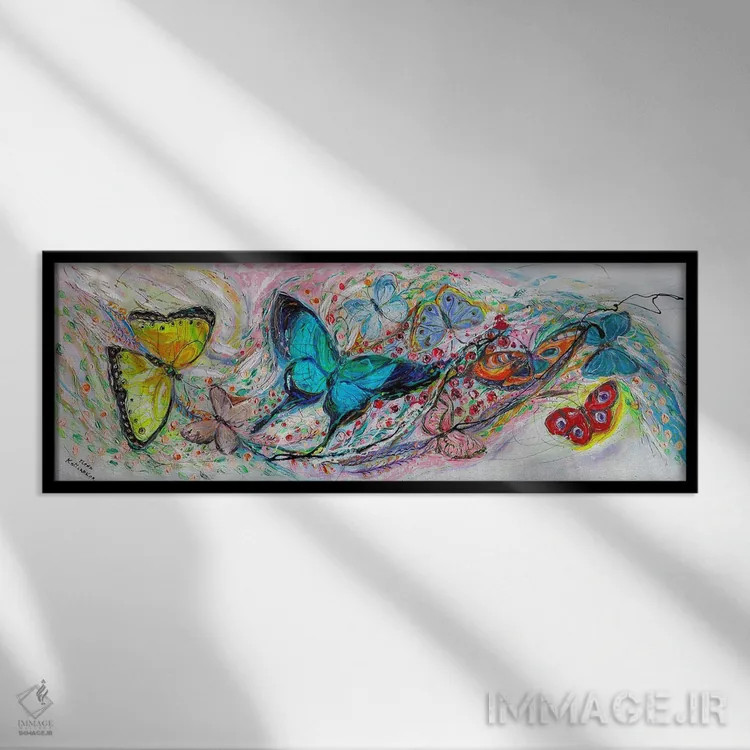 تابلو جلوهای از زندگی ۴۰: رقص پروانهها اثر النا کوتلیارکر - نمای قابدار مشکی