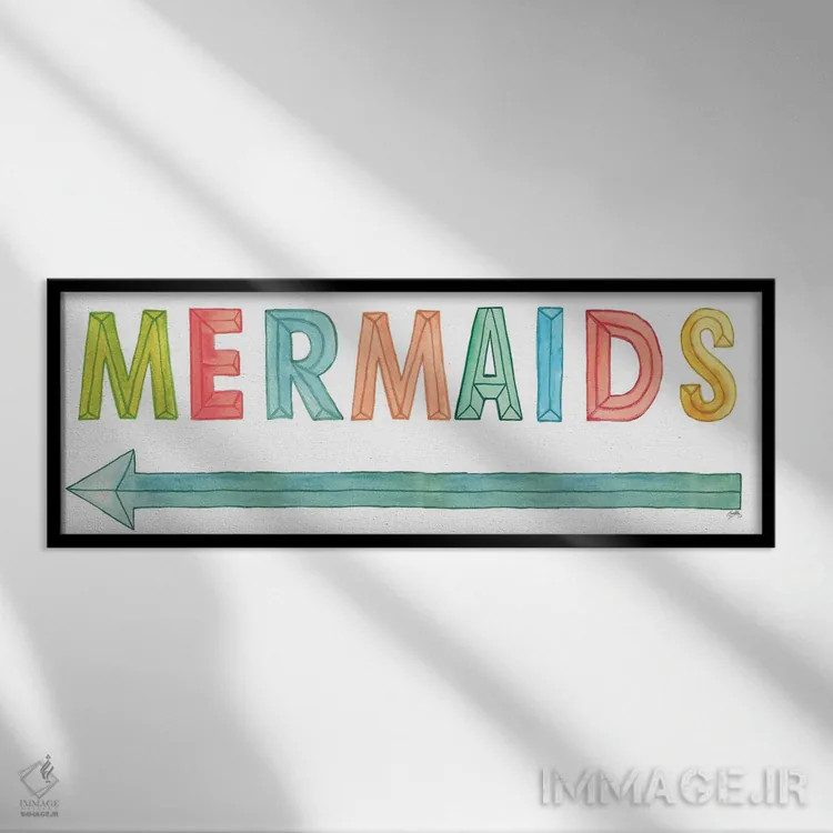 تابلو پریهای دریایی اثر الیزابت مدلی - نمای قابدار مشکی