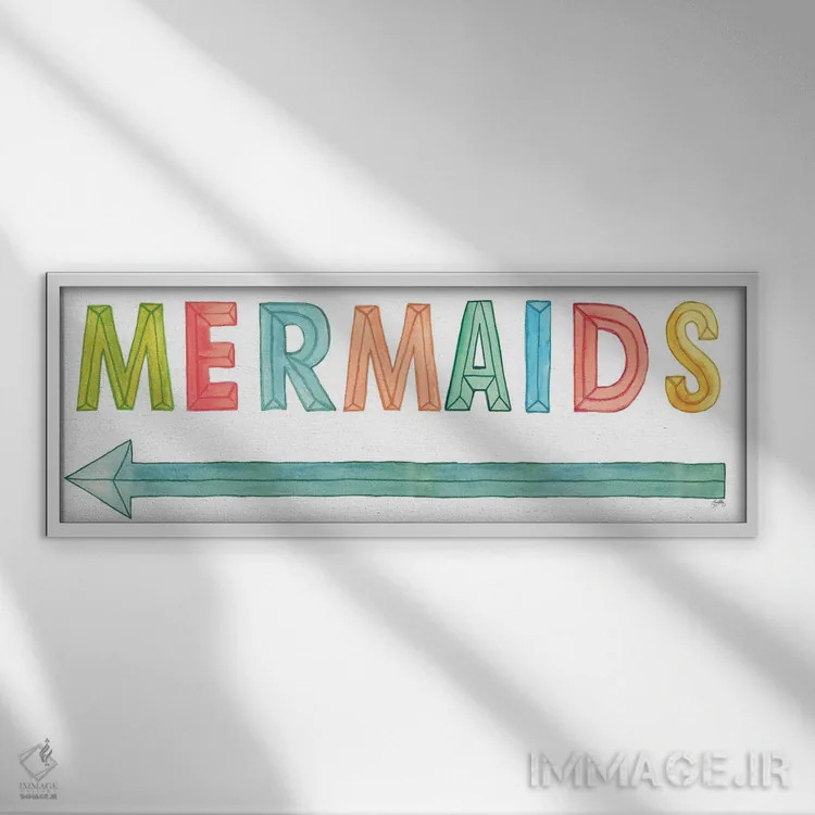 تابلو پریهای دریایی اثر الیزابت مدلی - نمای قابدار سفید