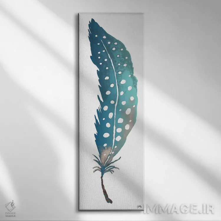 تابلو پر آبی نقطهای شمارهٔ دو اثر الیزابت مدلی - نمای روبهرو روی دیوار