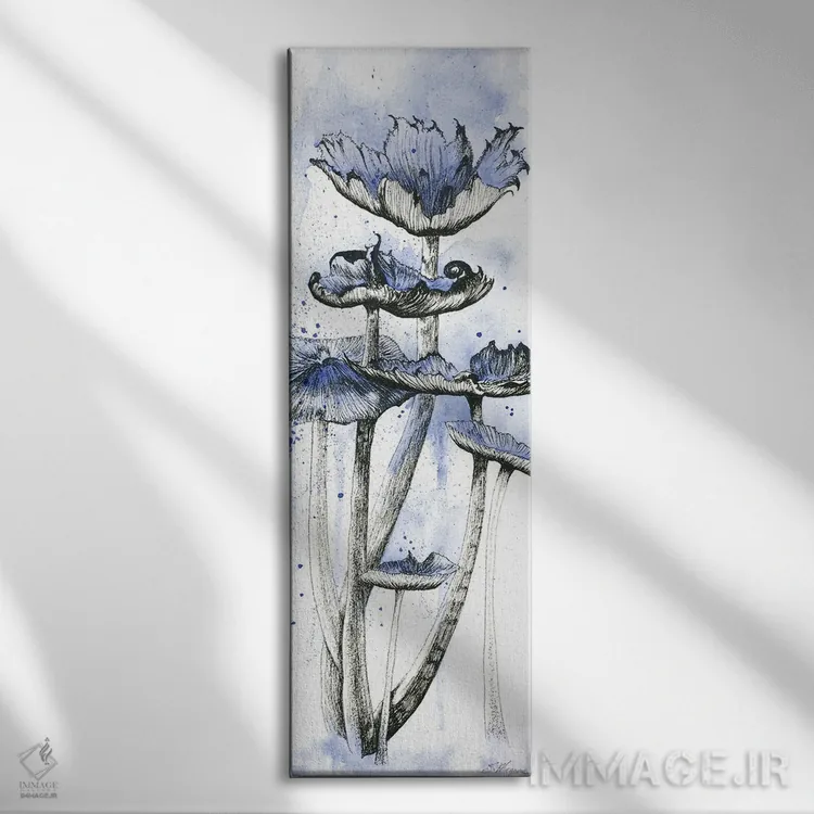 تابلو قارچهای آبی اثر امیلی ماگون - نمای روبهرو روی دیوار