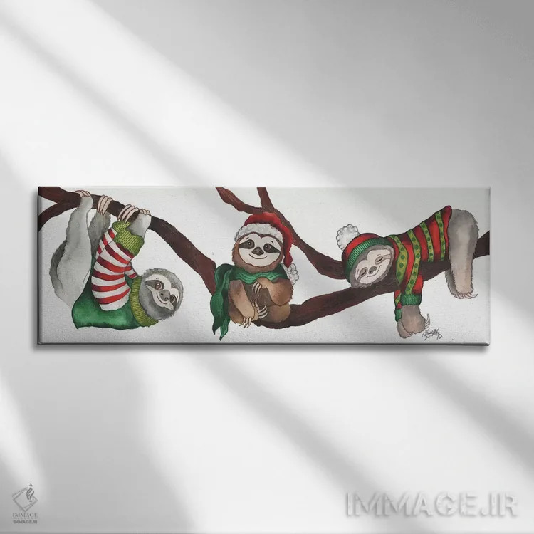 تابلو تنبلهای کریسمسی اثر الیزابت مدلی - نمای روبهرو روی دیوار