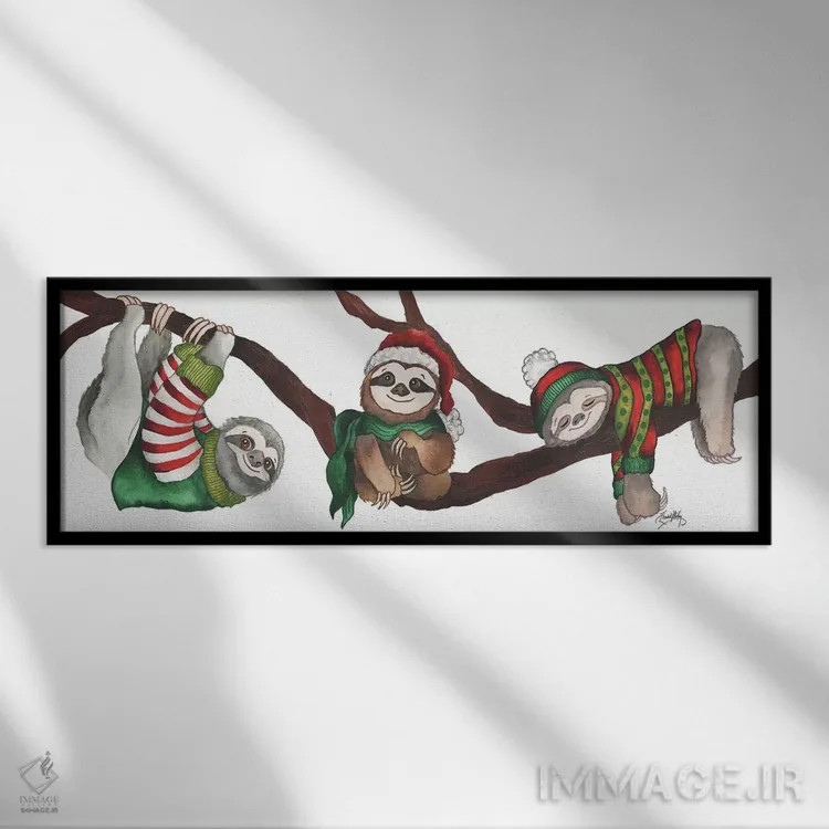 تابلو تنبلهای کریسمسی اثر الیزابت مدلی - نمای قابدار مشکی