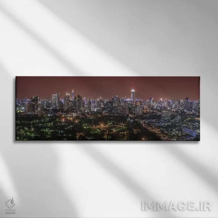 تابلو بانکوک در گرگ و میش اثر مانجیک پیکچرز (استودیو عکاسی یا فیلمسازی) - نمای روبهرو روی دیوار