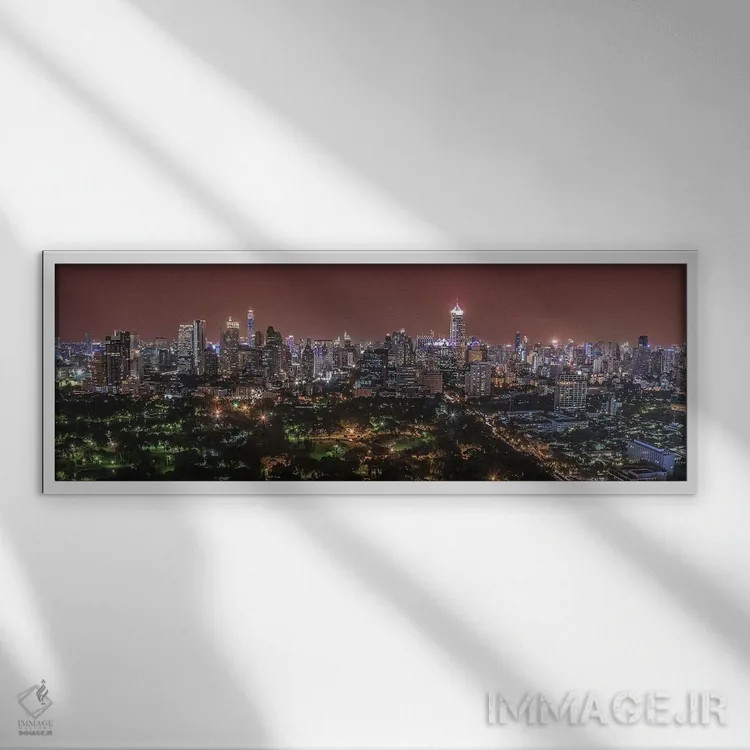 تابلو بانکوک در گرگ و میش اثر مانجیک پیکچرز (استودیو عکاسی یا فیلمسازی) - نمای قابدار سفید