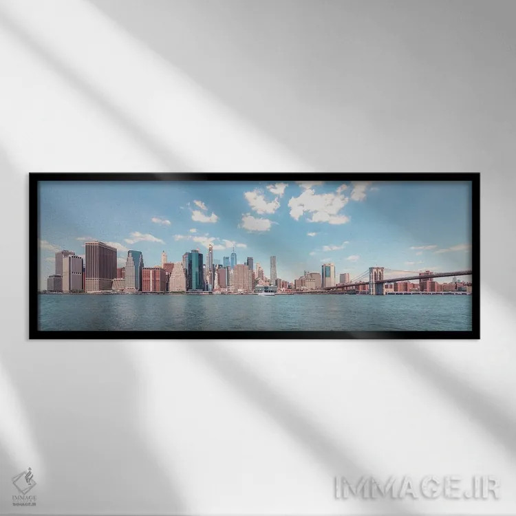 تابلو منظره پانورامای منهتن اثر مانجیک پیکچرز (استودیو عکاسی یا فیلمسازی) - نمای قابدار مشکی