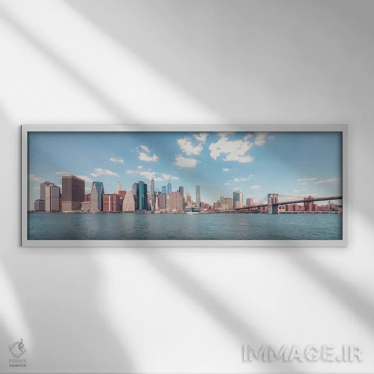 تابلو منظره پانورامای منهتن اثر مانجیک پیکچرز (استودیو عکاسی یا فیلمسازی) - نمای قابدار سفید