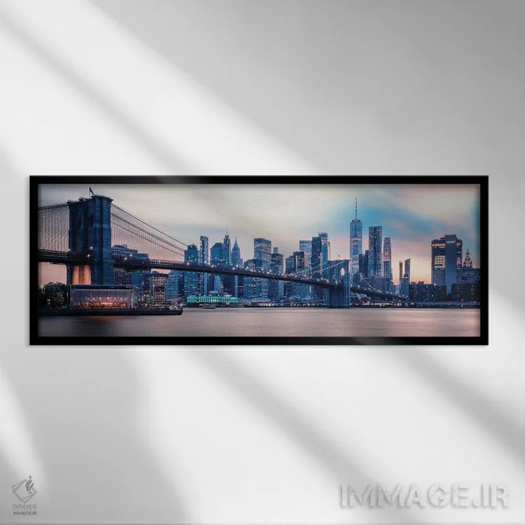 تابلو غروب صورتی نیویورک اثر مانجیک پیکچرز (استودیو عکاسی یا فیلمسازی) - نمای قابدار مشکی