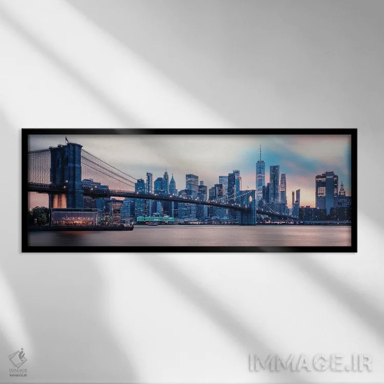 تابلو غروب صورتی نیویورک اثر مانجیک پیکچرز (استودیو عکاسی یا فیلمسازی) - نمای قابدار مشکی