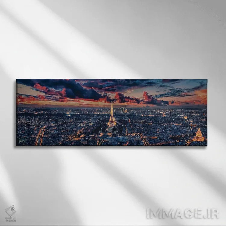 تابلو پانورامای غروب پاریس اثر مانجیک پیکچرز (استودیو عکاسی یا فیلمسازی) - نمای روبهرو روی دیوار