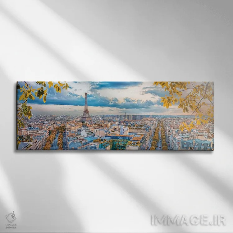 تابلو پانورامای شهر پاریس اثر مانجیک پیکچرز (استودیو عکاسی یا فیلمسازی) - نمای روبهرو روی دیوار