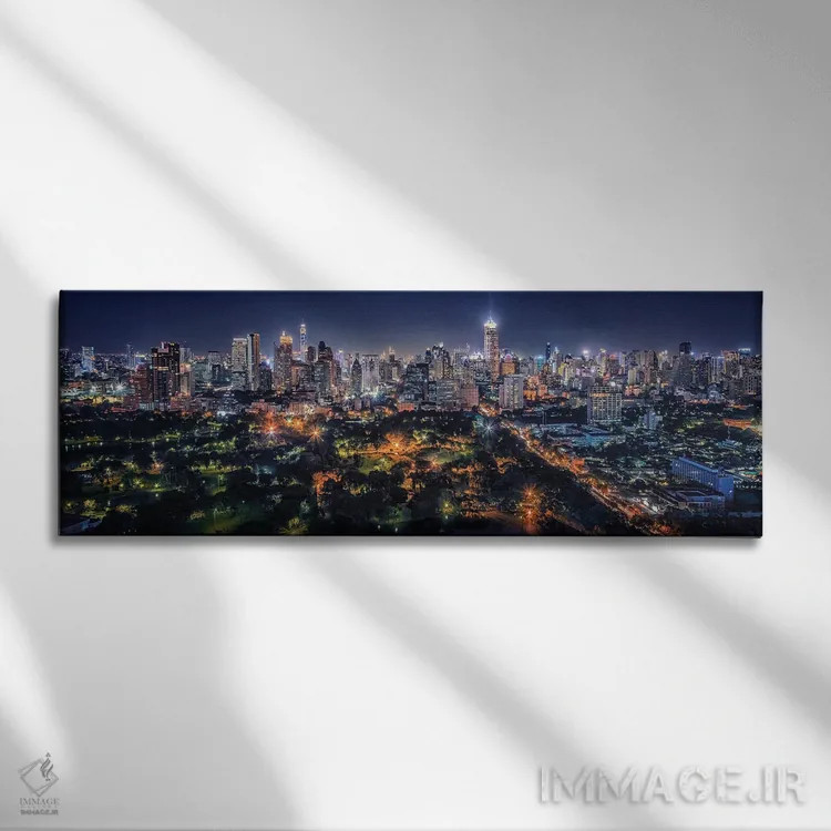 تابلو بانکوک در شب اثر مانجیک پیکچرز (استودیو عکاسی یا فیلمسازی) - نمای روبهرو روی دیوار