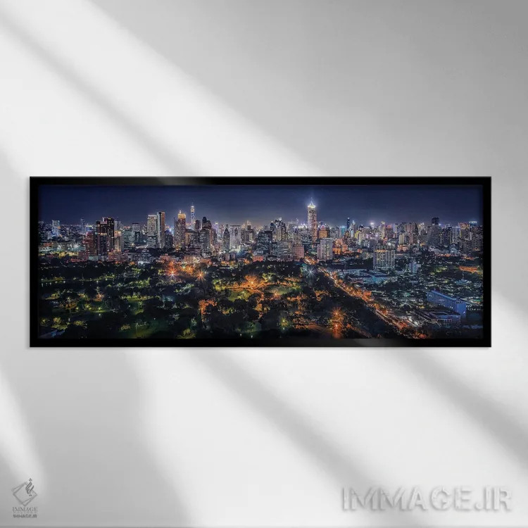 تابلو بانکوک در شب اثر مانجیک پیکچرز (استودیو عکاسی یا فیلمسازی) - نمای قابدار مشکی