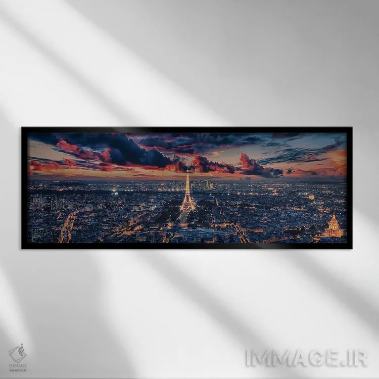 تابلو پانورامای غروب پاریس اثر مانجیک پیکچرز (استودیو عکاسی یا فیلمسازی) - نمای قابدار مشکی