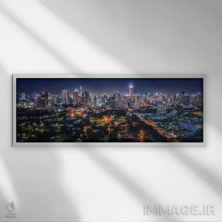 تابلو بانکوک در شب اثر مانجیک پیکچرز (استودیو عکاسی یا فیلمسازی) - نمای قابدار سفید