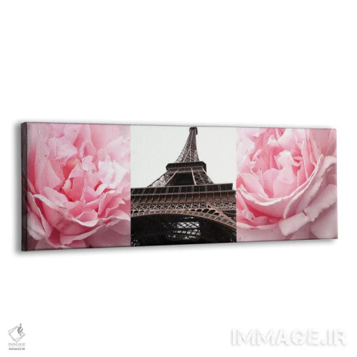 تابلو برج ایفل با رزهای صورتی اثر امیلی ناواس - نمای پرسپکتیو محصول