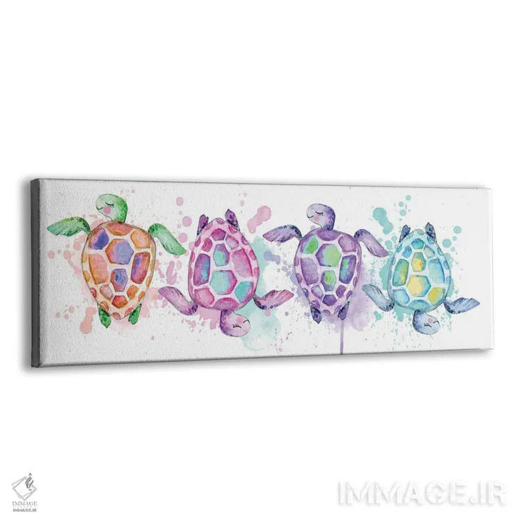 تابلو لاکپشتهای آبرنگی دریایی اثر افرازی گرافیکز (استودیو طراحی) - نمای پرسپکتیو محصول