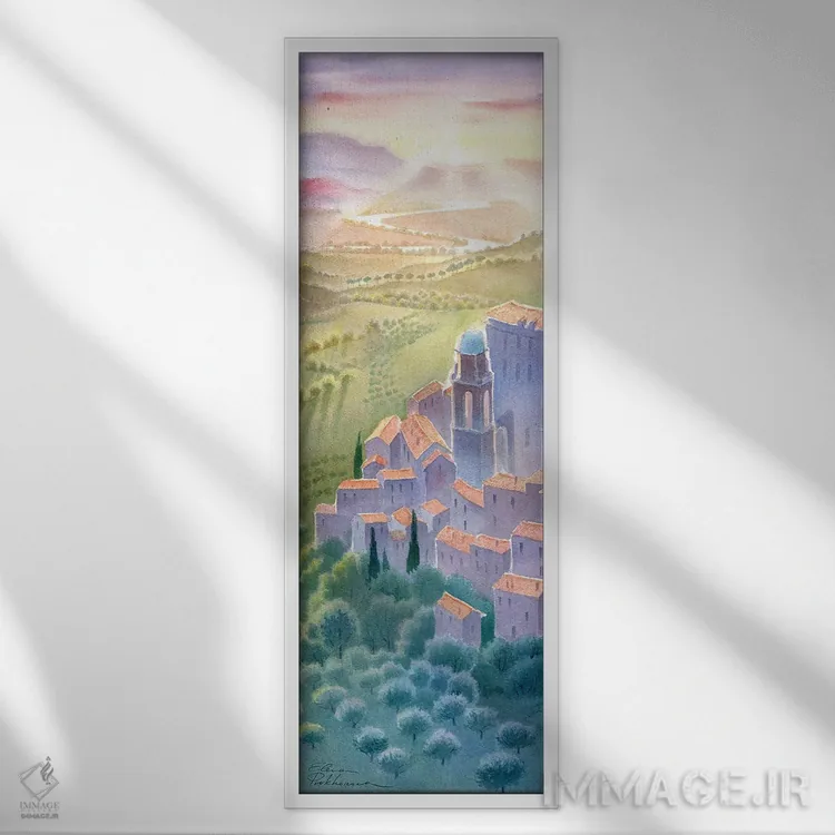 تابلو غروب در سابینا (ایتالیا) اثر النا پروخوروا - نمای قابدار سفید