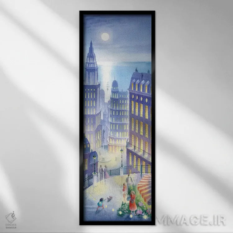 تابلو شهر کنار دریا اثر النا پروخوروا - نمای قابدار مشکی