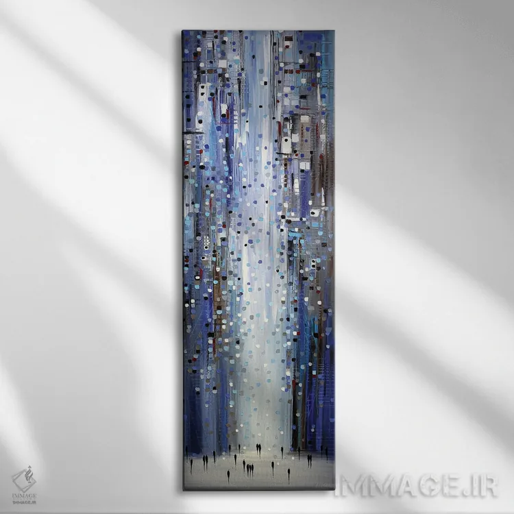 تابلو نورهای آبی اثر اکاترینا ارمیلکینا - نمای روبهرو روی دیوار
