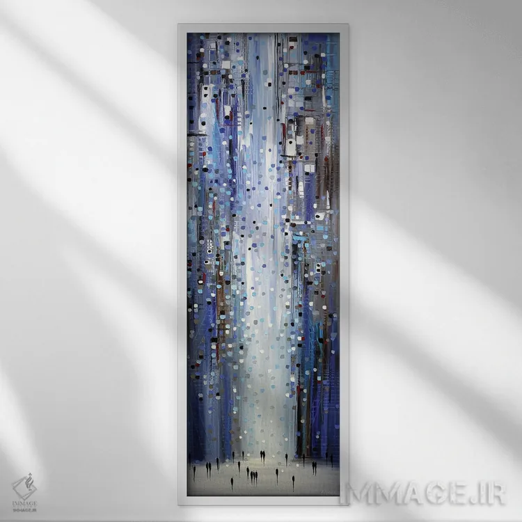 تابلو نورهای آبی اثر اکاترینا ارمیلکینا - نمای قابدار سفید