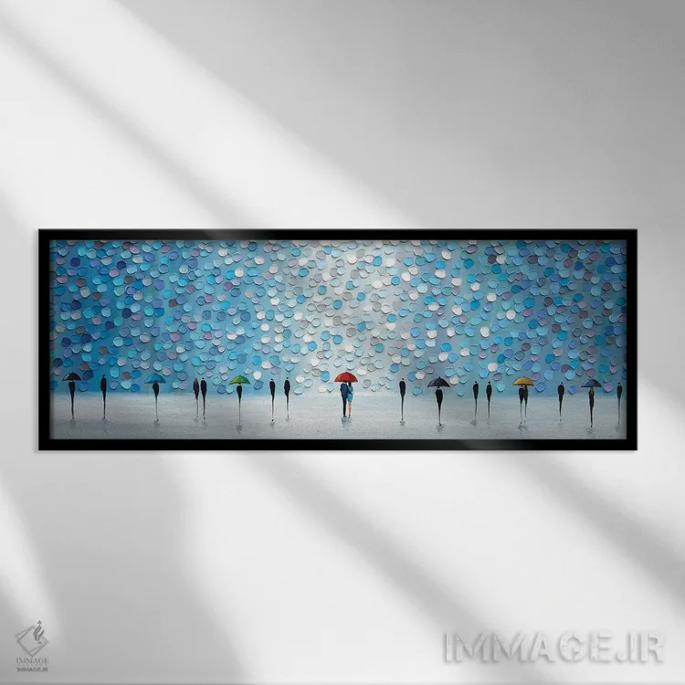 تابلو زیر باران آبی اثر اکاترینا ارمیلکینا - نمای قابدار مشکی