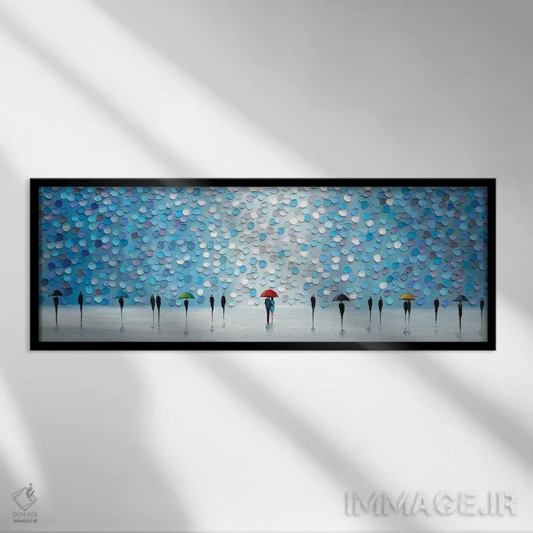 تابلو زیر باران آبی اثر اکاترینا ارمیلکینا - نمای قابدار مشکی