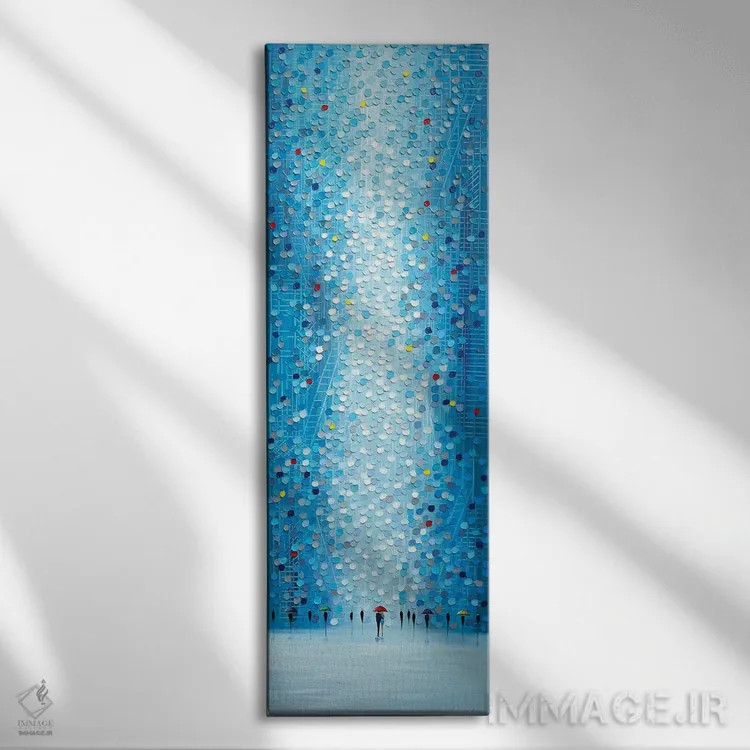 تابلو طوفان بارانی آبی اثر اکاترینا ارمیلکینا - نمای روبهرو روی دیوار