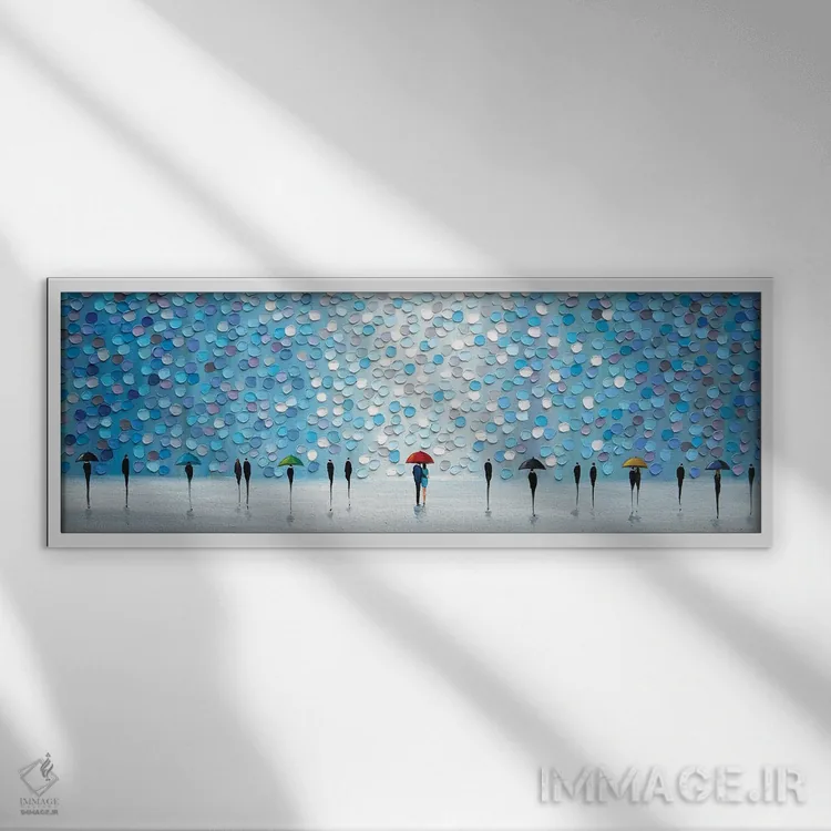 تابلو زیر باران آبی اثر اکاترینا ارمیلکینا - نمای قابدار سفید