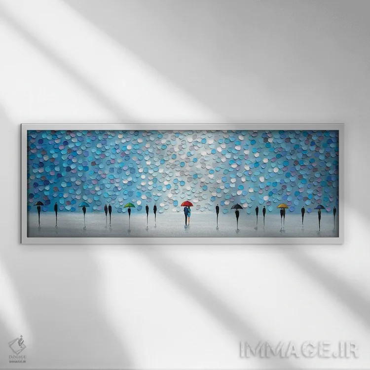 تابلو زیر باران آبی اثر اکاترینا ارمیلکینا - نمای قابدار سفید