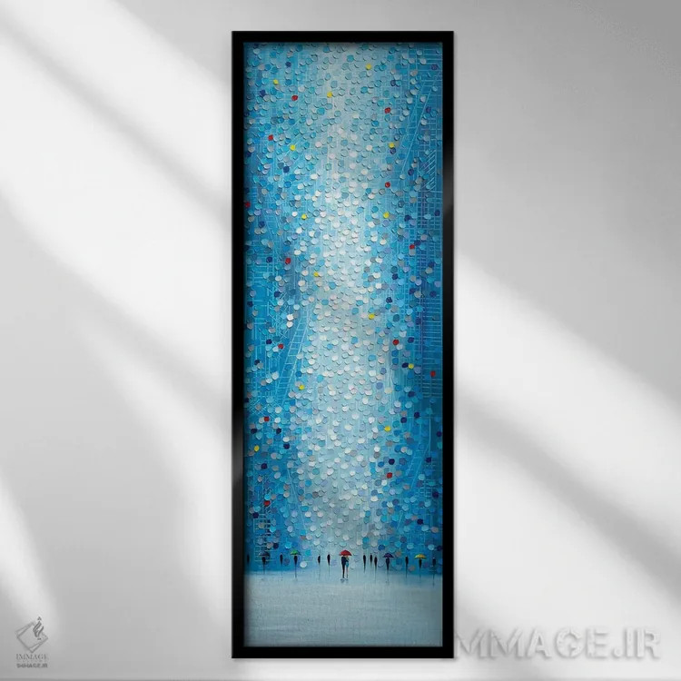 تابلو طوفان بارانی آبی اثر اکاترینا ارمیلکینا - نمای قابدار مشکی