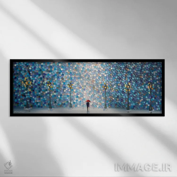 تابلو قرار شب بارانی اثر اکاترینا ارمیلکینا - نمای قابدار مشکی