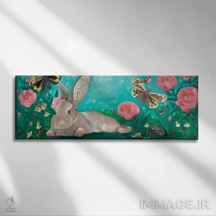 تابلو گردهمایی خرگوشها اثر امیلی رید - نمای روبهرو روی دیوار