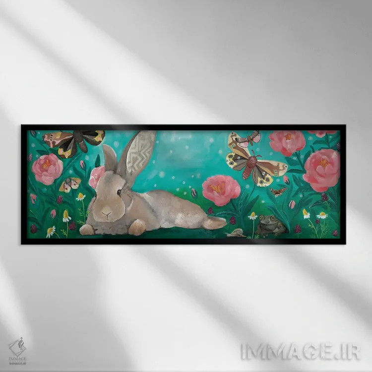 تابلو گردهمایی خرگوشها اثر امیلی رید - نمای قابدار مشکی