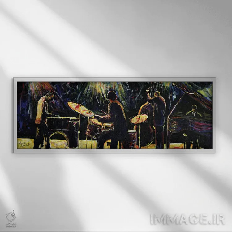 تابلو کوارتت جاز مدرن اثر اورِت اسپرویل - نمای قابدار سفید