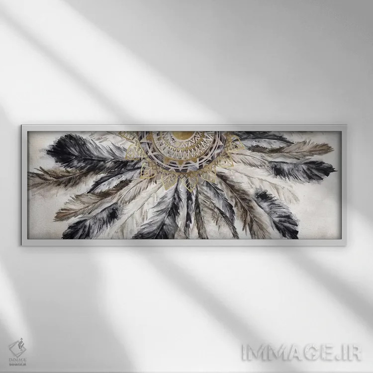 تابلو گردنبند پرها I اثر اوا واتس - نمای قابدار سفید