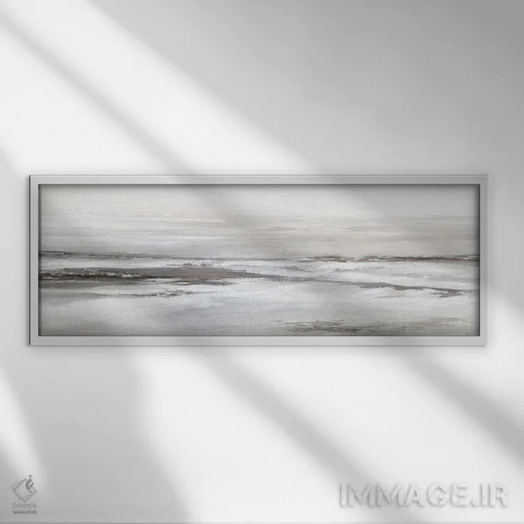 تابلو ساحل مهآلود اثر اوا واتس - نمای قابدار سفید