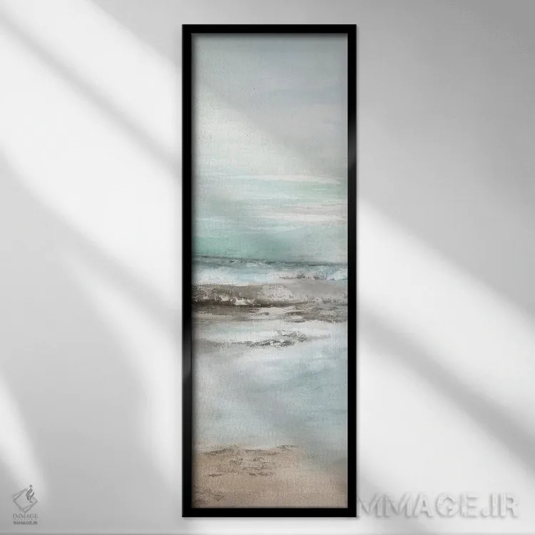 تابلو ساحل فیروزهای ۱ اثر اوا واتس - نمای قابدار مشکی