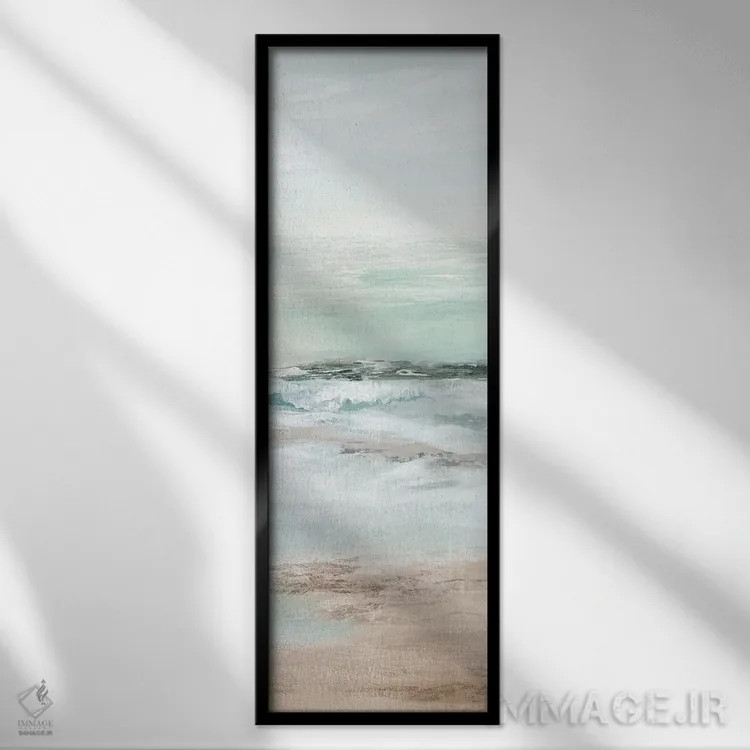 تابلو ساحل فیروزهای ۲ اثر اوا واتس - نمای قابدار مشکی