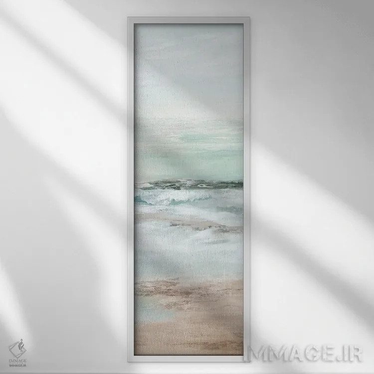 تابلو ساحل فیروزهای ۲ اثر اوا واتس - نمای قابدار سفید