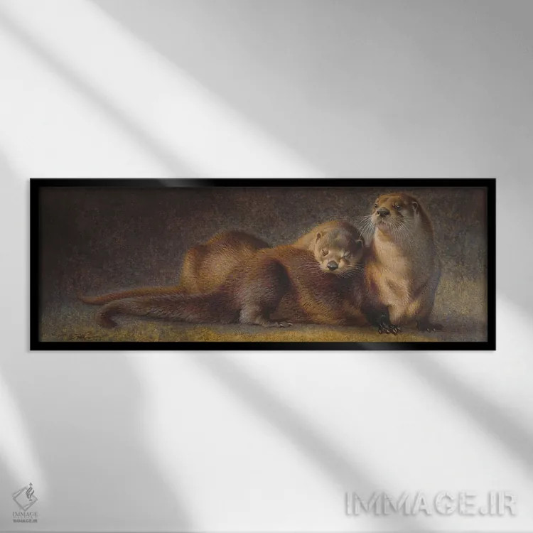 تابلو همنشینان صمیمی: سمورها اثر ازرا تاکر - نمای قابدار مشکی