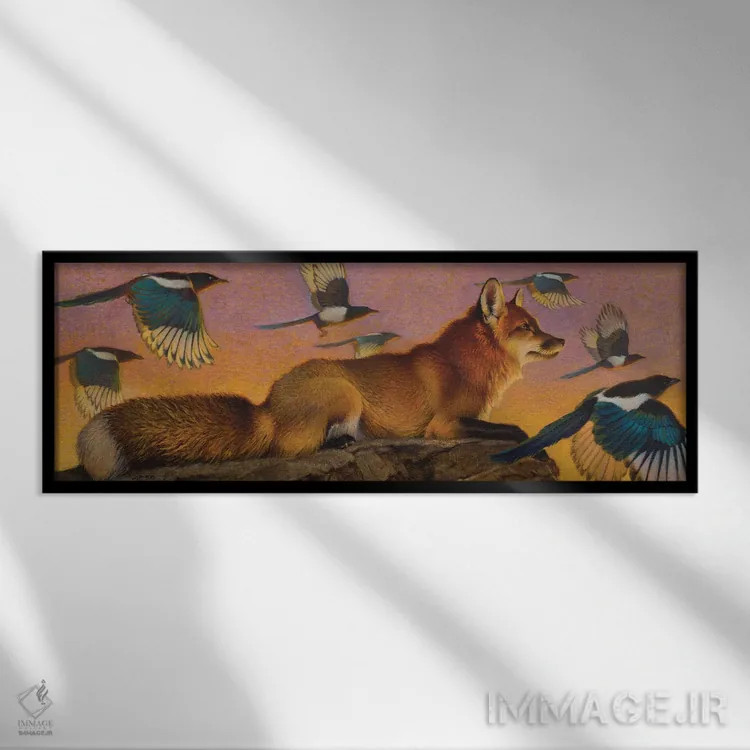 تابلو ملودی زاغی اثر ازرا تاکر - نمای قابدار مشکی