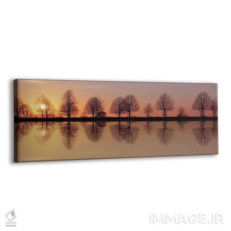 تابلو انعکاس غروب درختان زمستانی اثر آلیسون فنل - نمای پرسپکتیو محصول